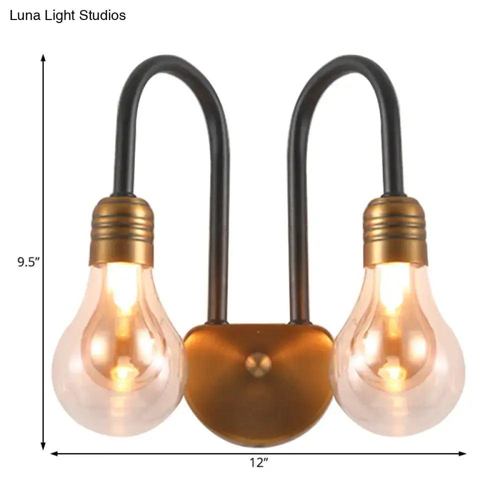 Industrial black & brass wall lamp – bedroom led light fixture