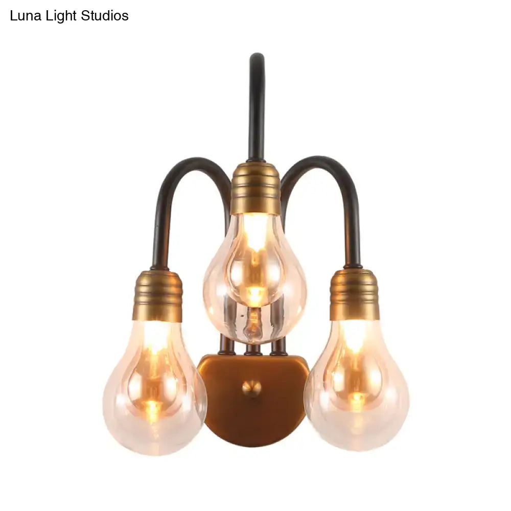 Industrial black & brass wall lamp – bedroom led light fixture