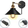 Industrial black & brass wall lamp – bedroom sconce
