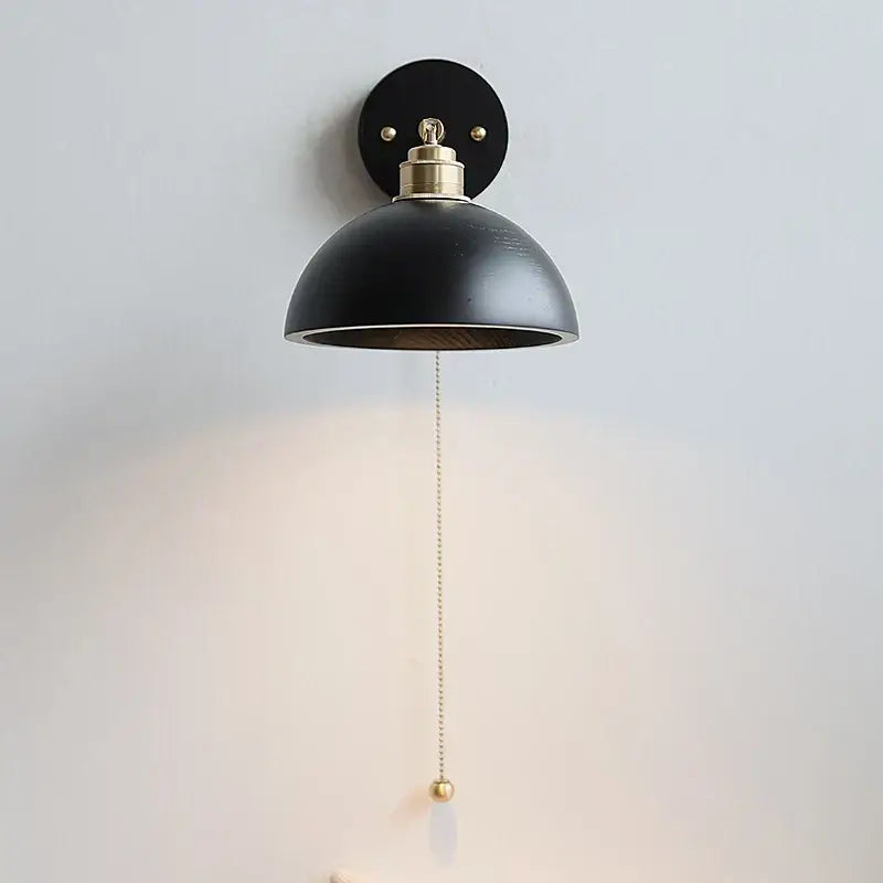 Industrial black & brass wall light fixture bedroom sconce