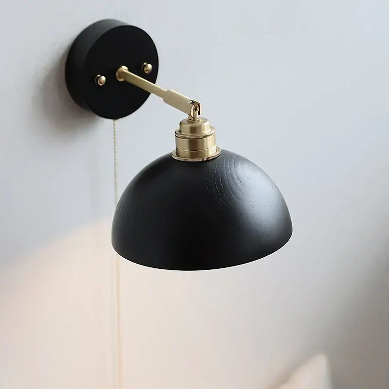 Industrial black & brass wall light fixture bedroom sconce