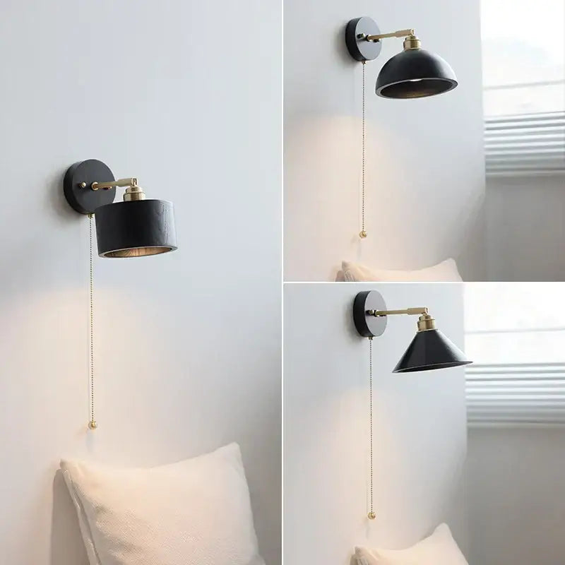 Industrial black & brass wall light fixture bedroom sconce