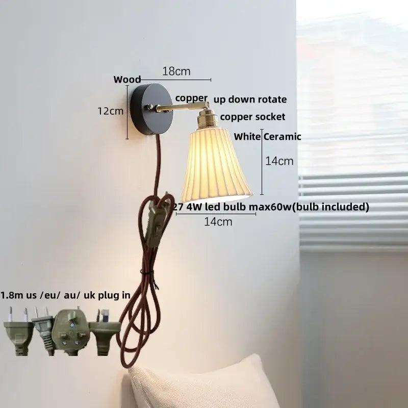 Industrial black & brass wall light fixture bedroom sconce