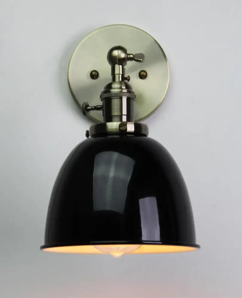 Industrial black & brushed nickel wall sconce bedroom adjustable arm