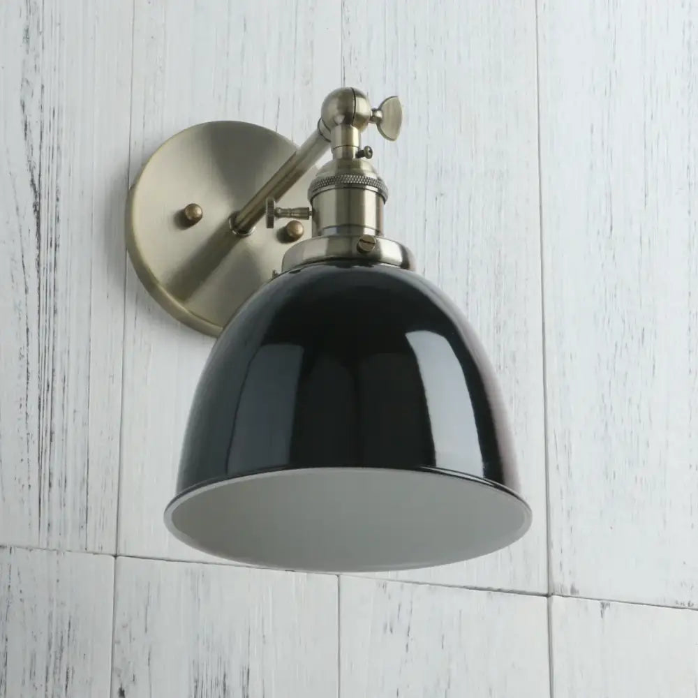 Industrial black & brushed nickel wall sconce bedroom adjustable arm
