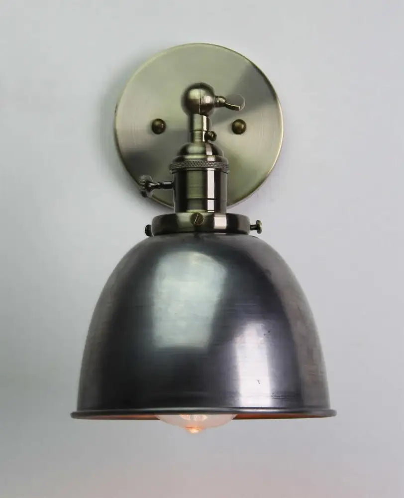 Industrial black & brushed nickel wall sconce bedroom adjustable arm