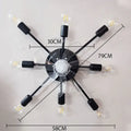 Industrial black ceiling fan with clear blades – living room led light