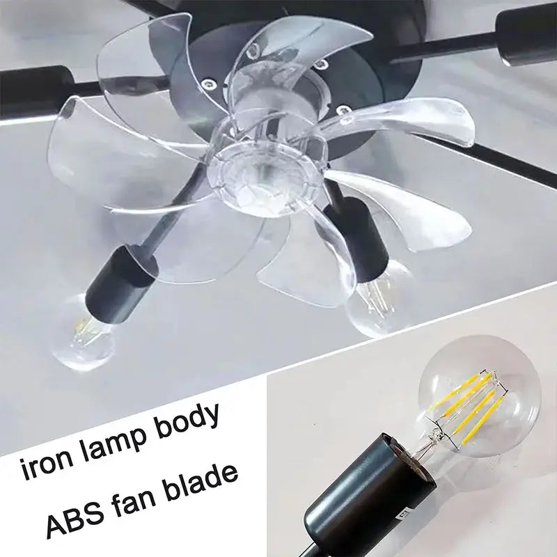 Industrial black ceiling fan with led lights for living room