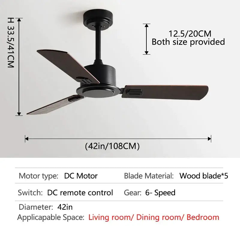 Industrial black ceiling fan with remote control living room