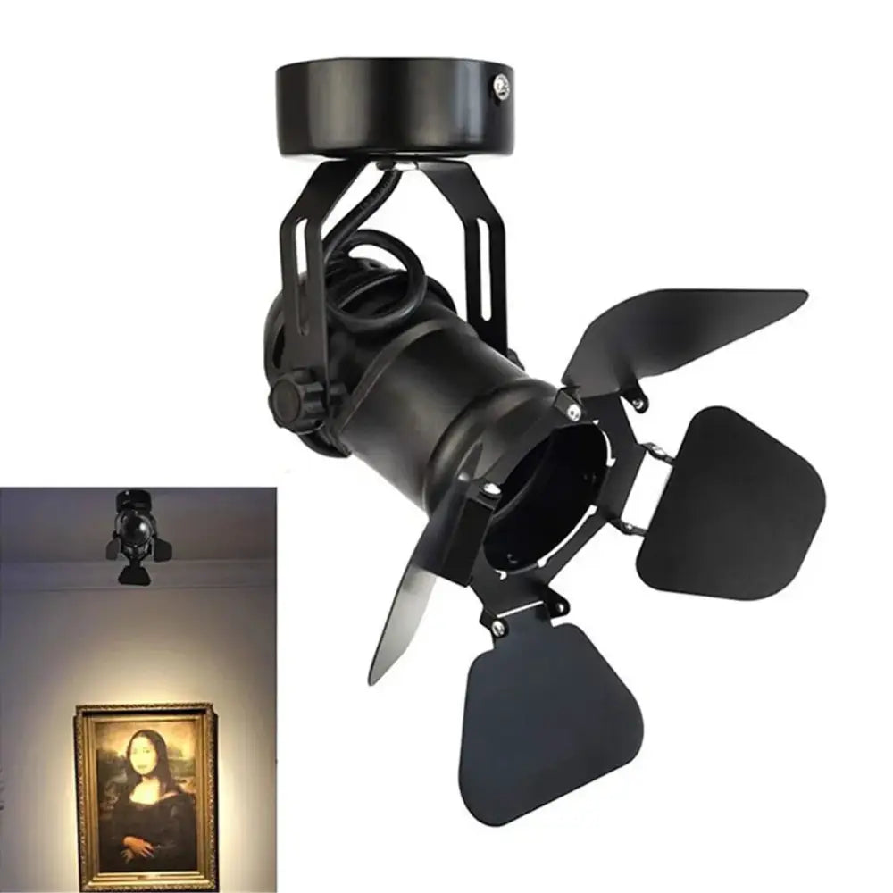 Industrial black ceiling spotlight lamp with adjustable hallway blades