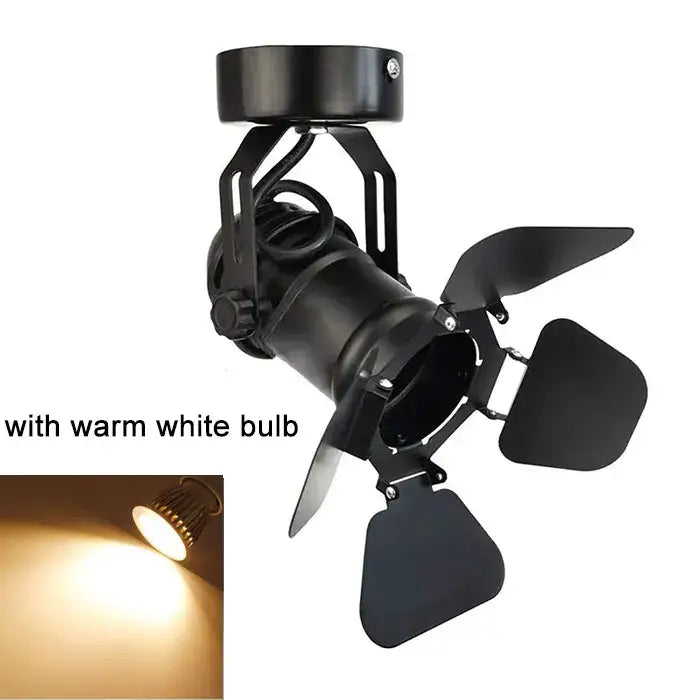 Industrial black ceiling spotlight lamp with adjustable hallway blades