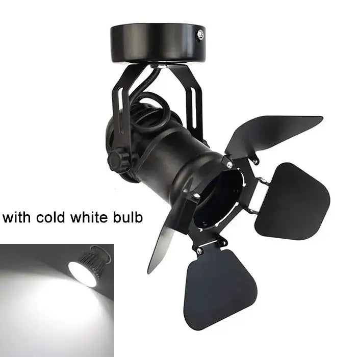 Industrial black ceiling spotlight lamp with adjustable hallway blades