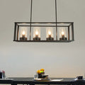 Industrial black clear glass pendant – kitchen island cage light