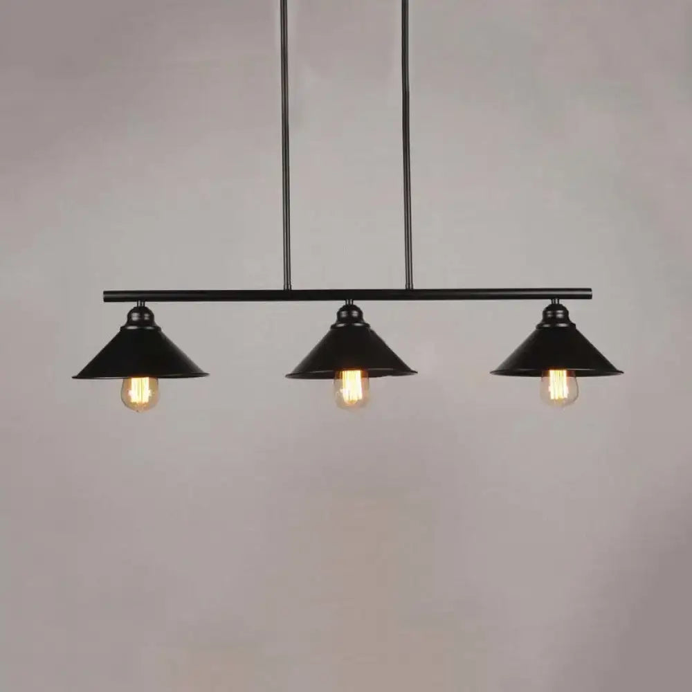 Industrial black conical island pendant light – kitchen fixture
