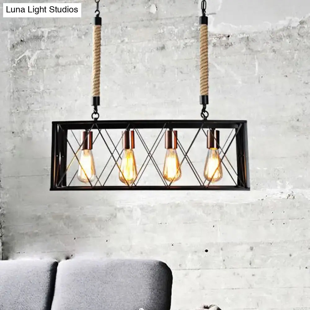 Industrial black & copper linear metal island pendant light kitchen