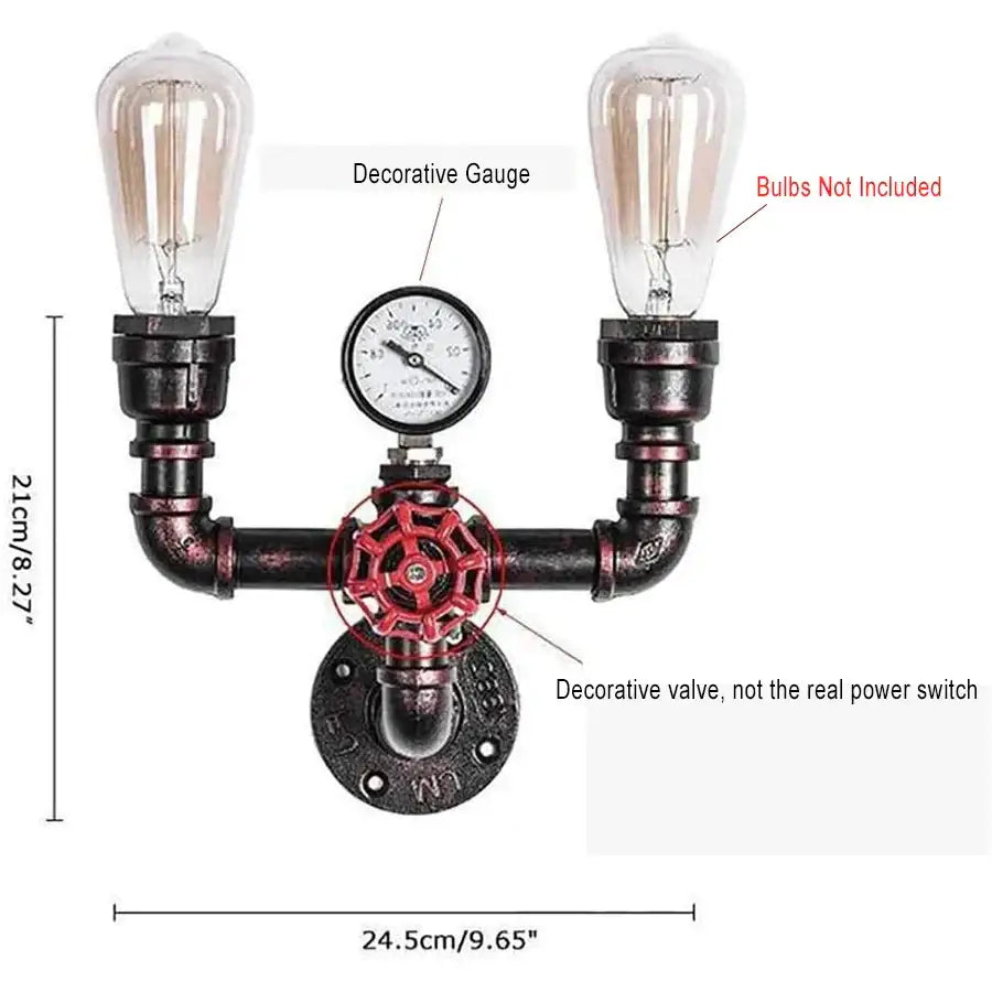 Industrial black & copper steampunk wall sconces for bathroom