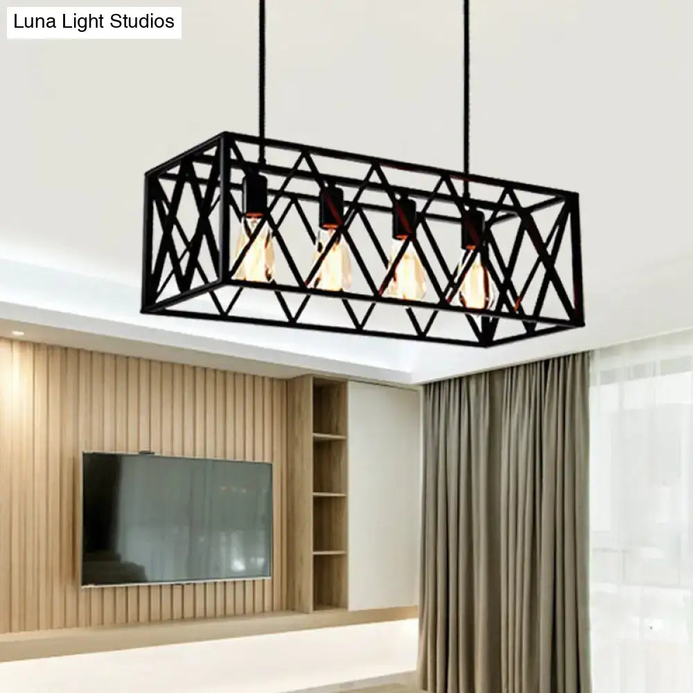 Industrial black cross framed pendant ceiling light for dining table