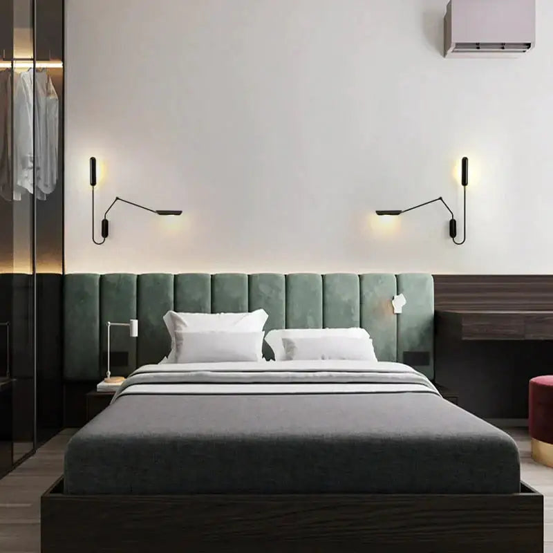 Industrial black emma industrial wall lamp bedroom reading light