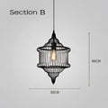 Industrial black geometric cage light frame pendant – dining room