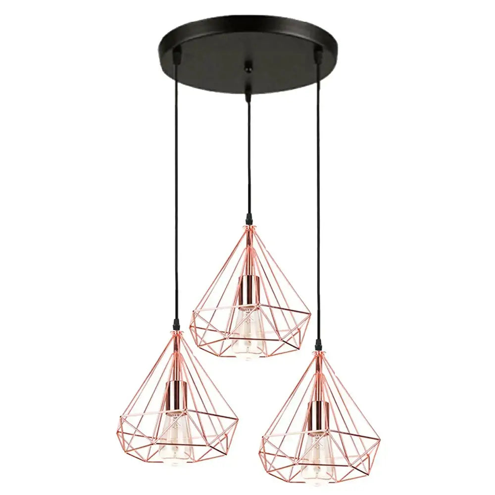 Industrial black geometric wireframe pendant light for dining room