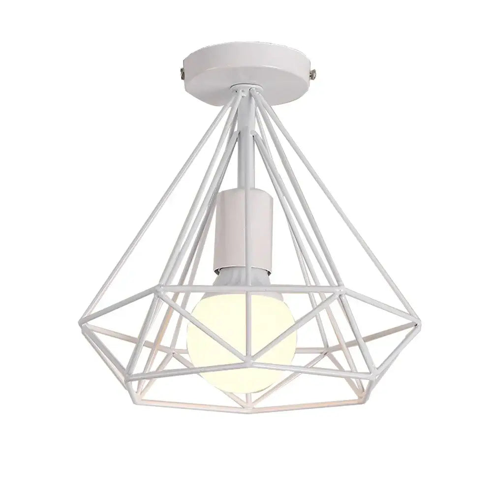 Industrial black geometric wireframe pendant light for dining room