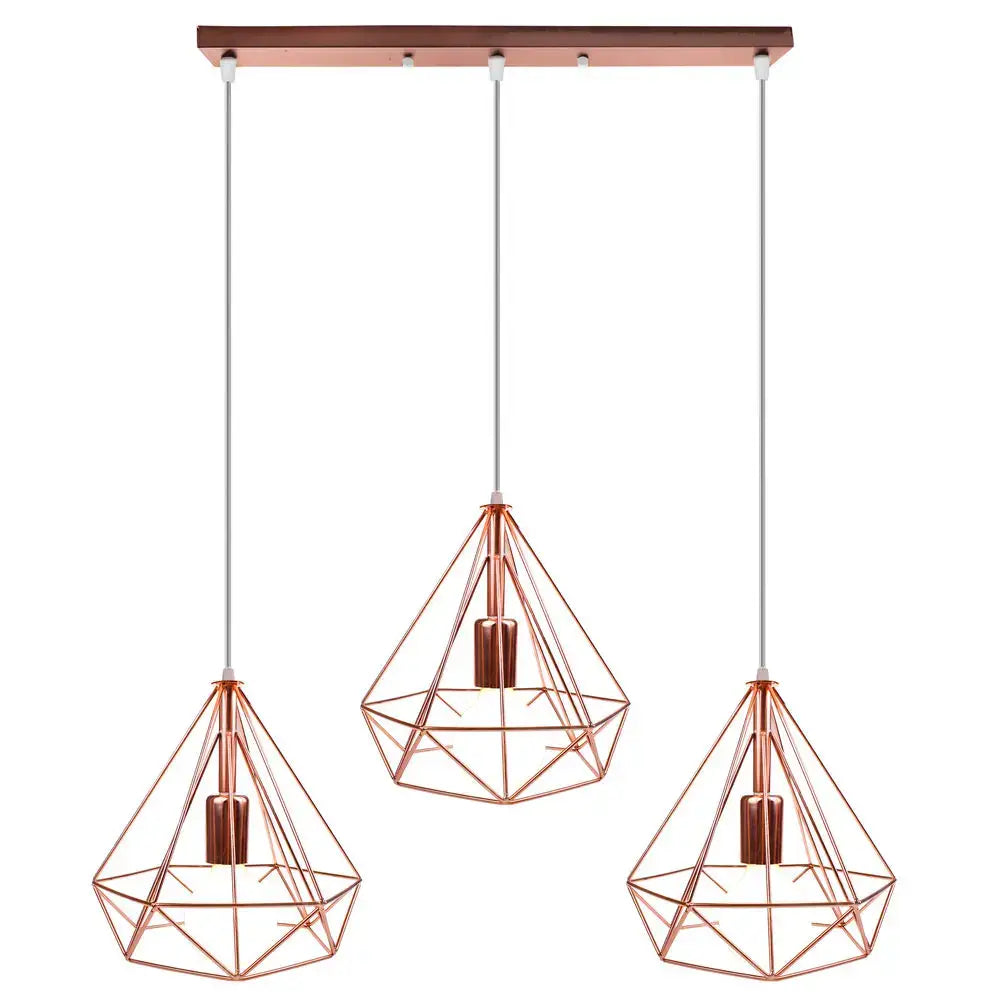 Industrial black geometric wireframe pendant light for dining room