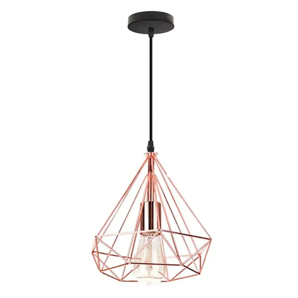 Industrial black geometric wireframe pendant light for dining room