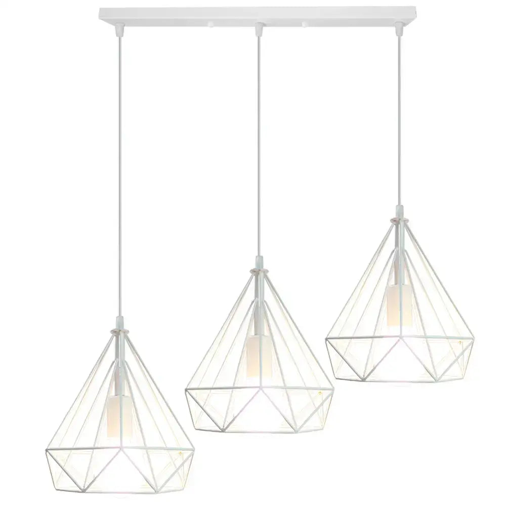 Industrial black geometric wireframe pendant light for dining room