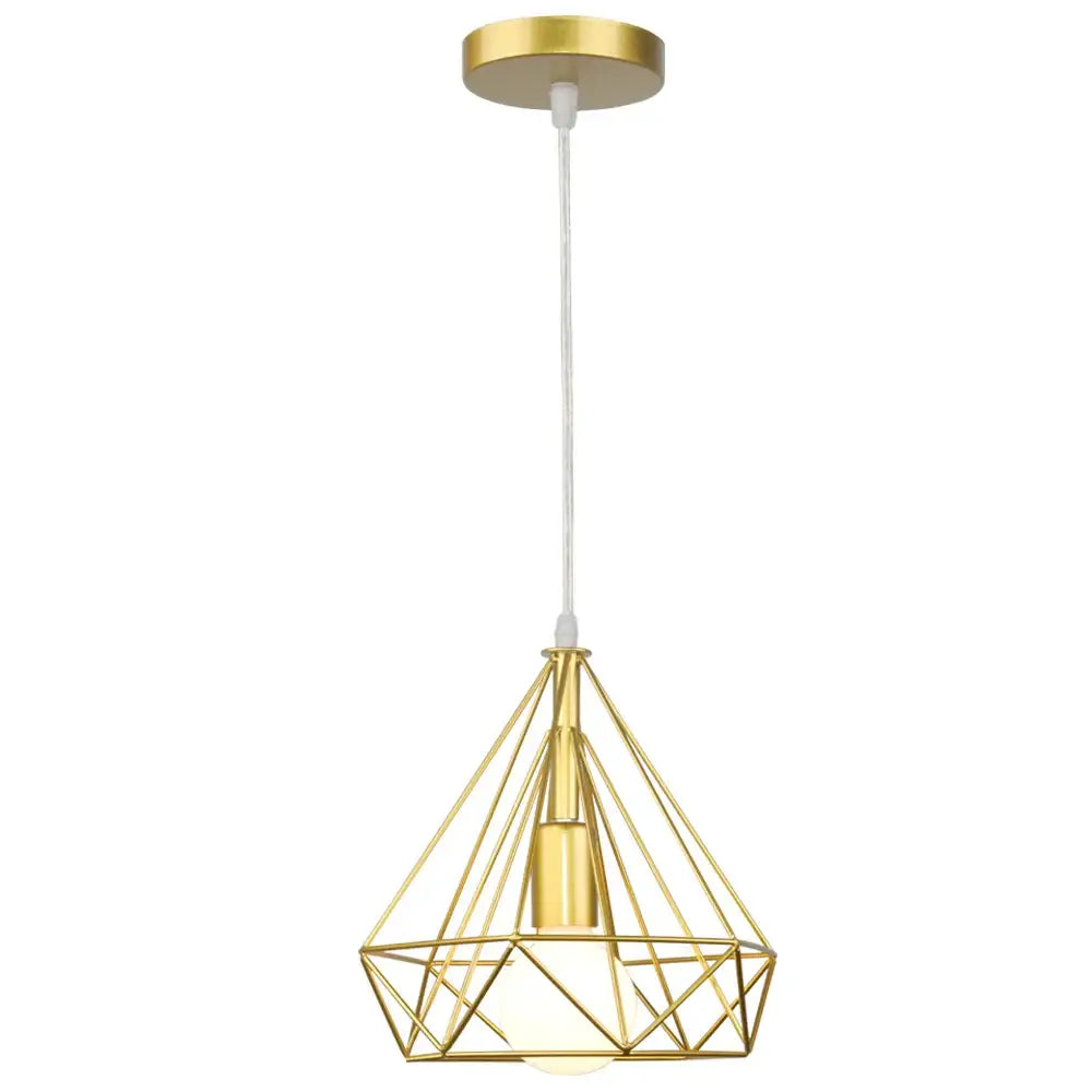 Industrial black geometric wireframe pendant light for dining room