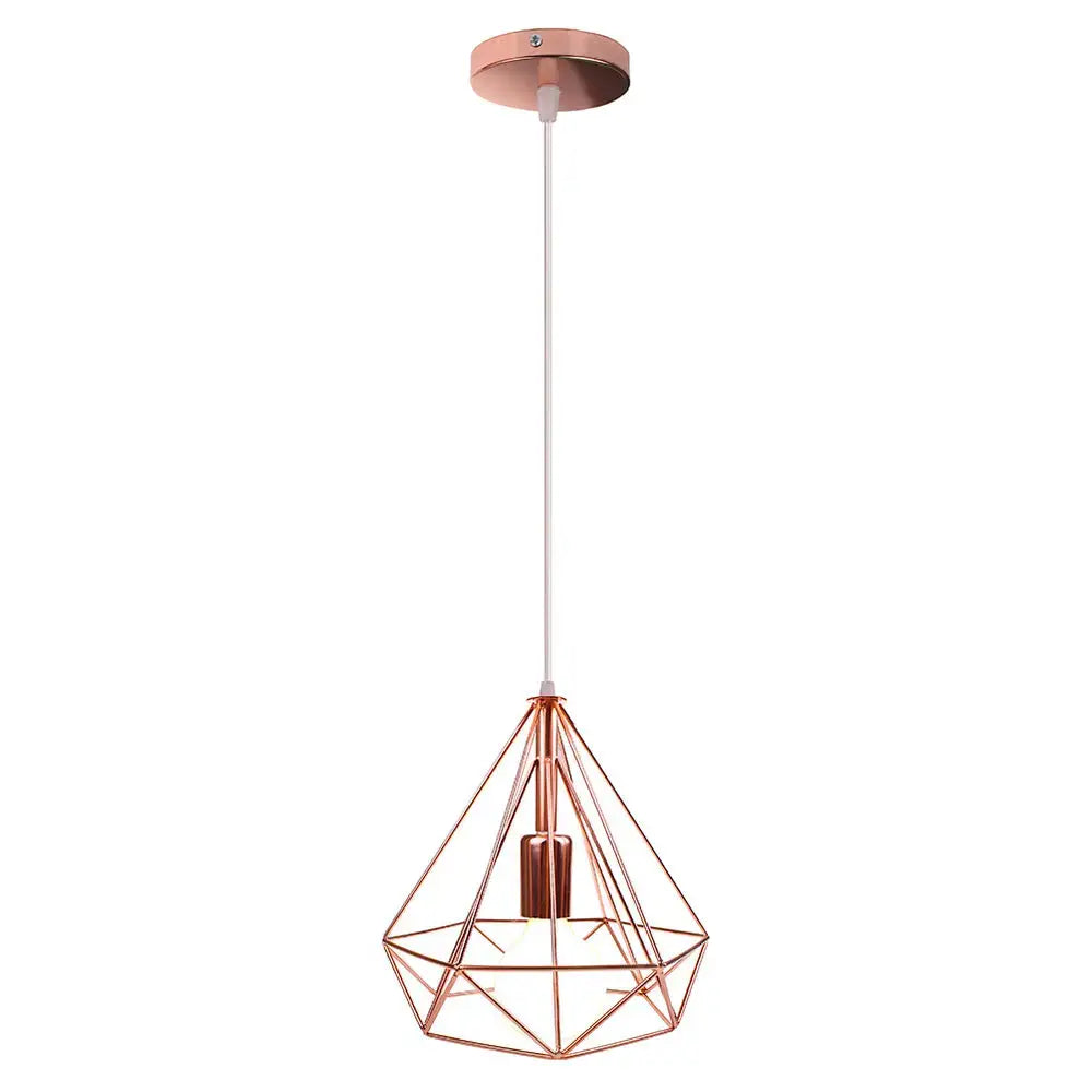 Industrial black geometric wireframe pendant light for dining room