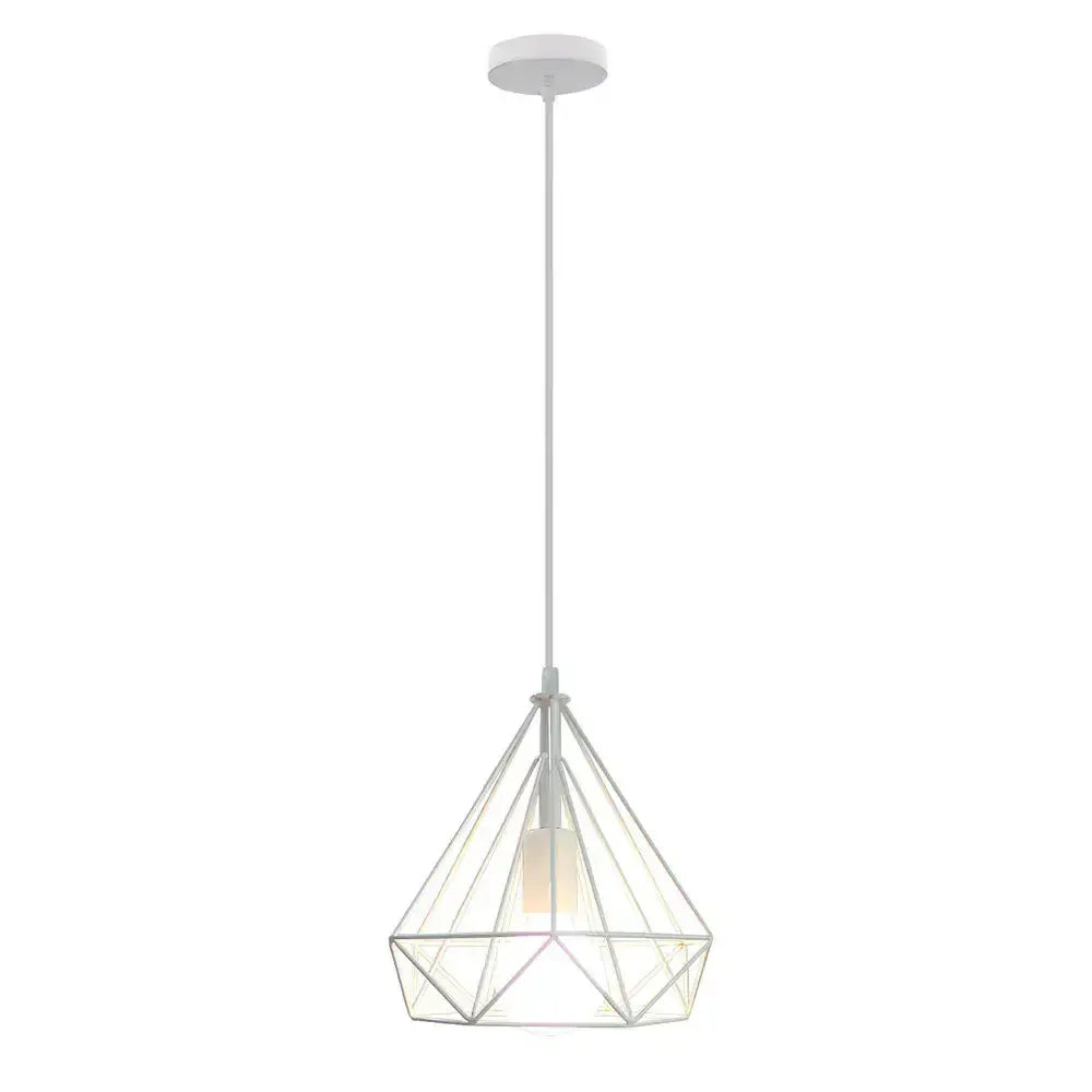 Industrial black geometric wireframe pendant light for dining room