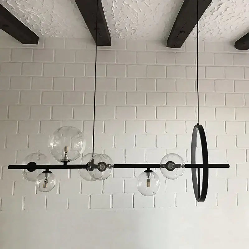 Industrial black glass bubble chandelier dining room pendant light