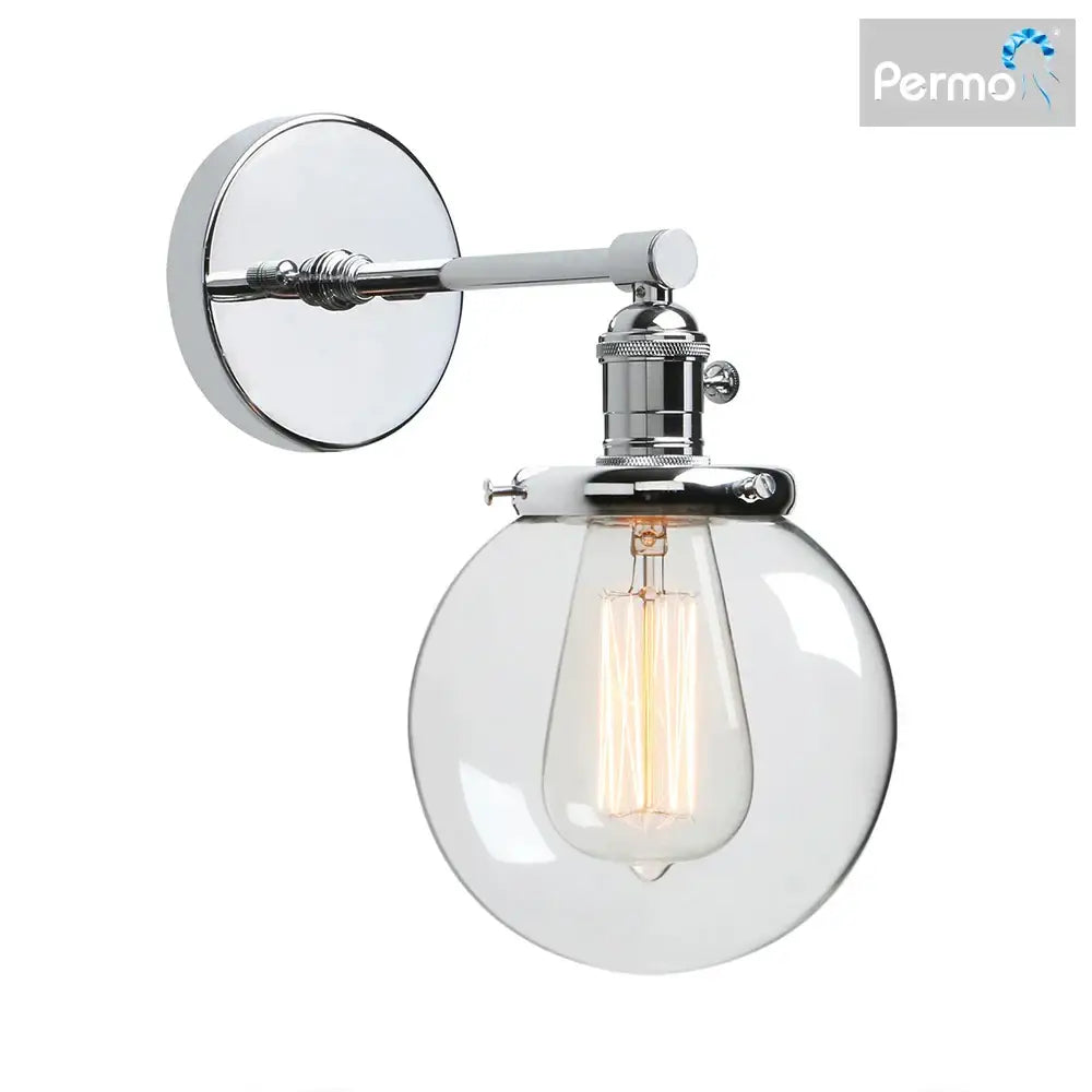 Industrial black glass canopy wall sconce kitchen globe light