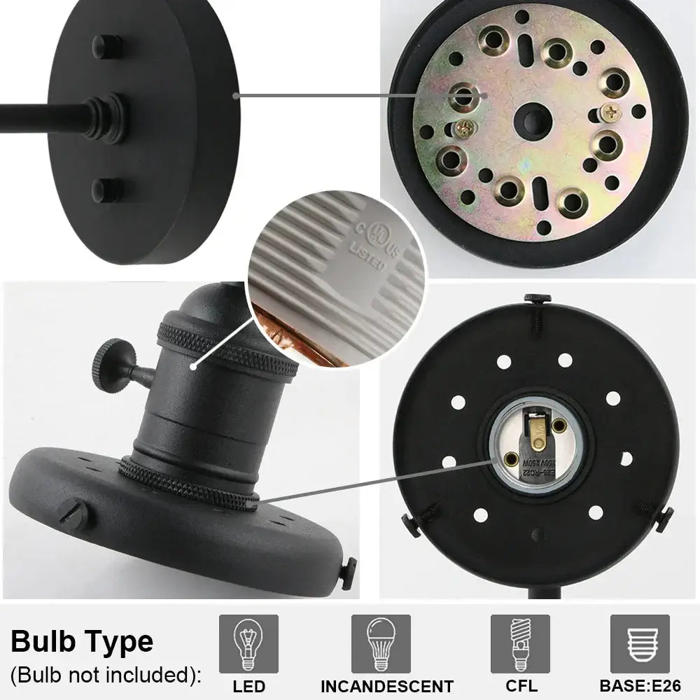 Industrial black glass canopy wall sconce kitchen globe light