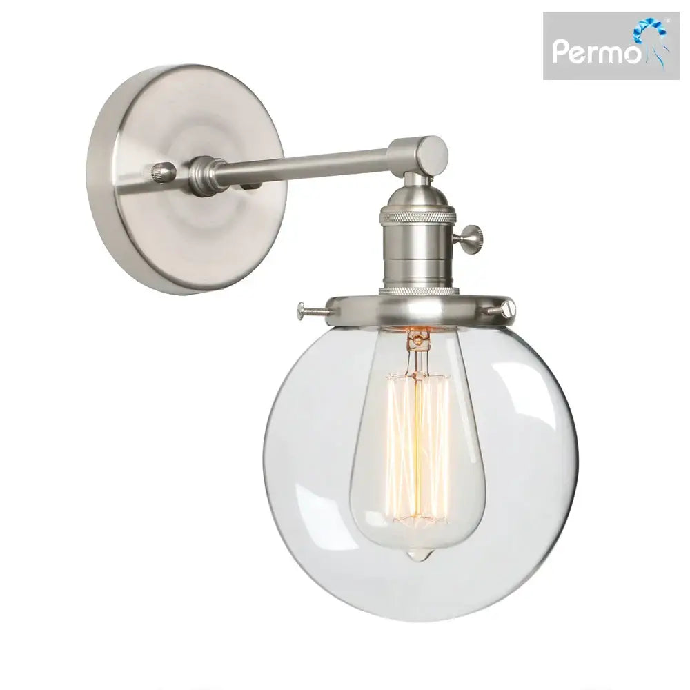 Industrial black glass canopy wall sconce kitchen globe light