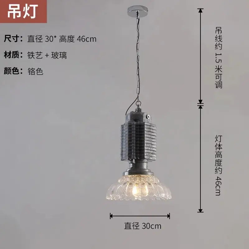 Industrial black glass chrome pendant light for dining room