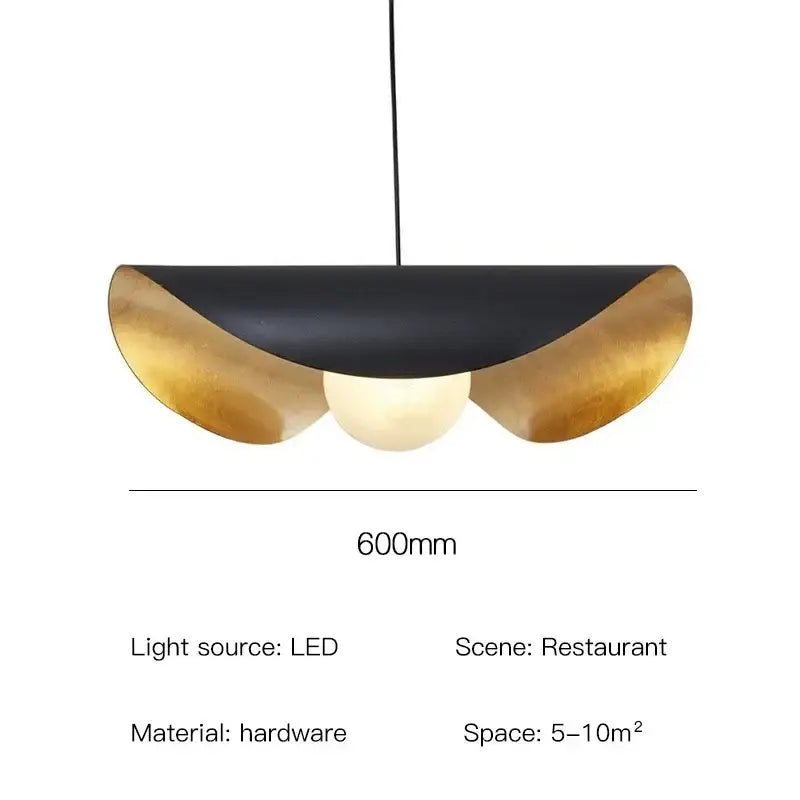 Industrial black & gold lotus leaf pendant light dining room
