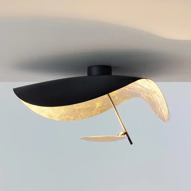 Industrial black & gold lotus leaf pendant light dining room