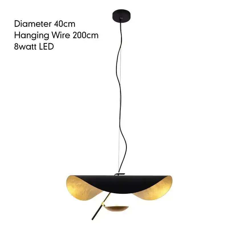 Industrial black & gold lotus leaf pendant light dining room