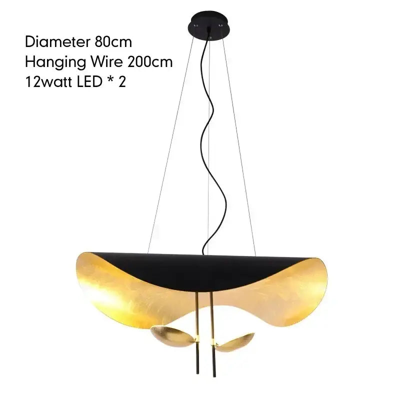 Industrial black & gold lotus leaf pendant light dining room