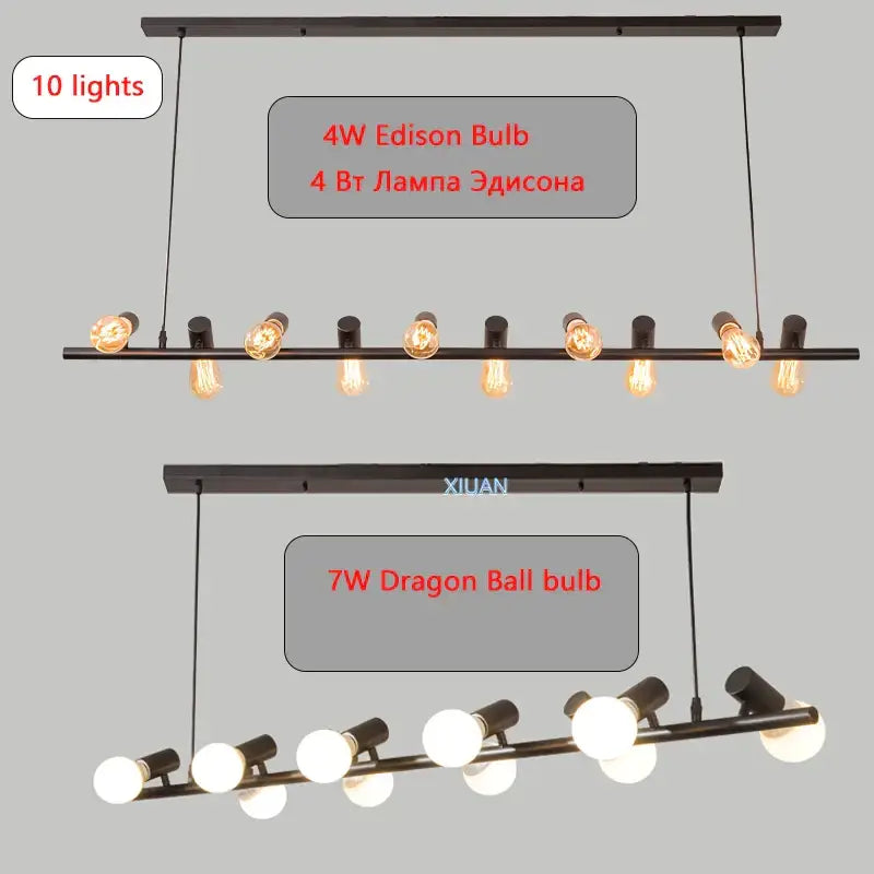 Industrial black kitchen island chandelier with edison bulbs