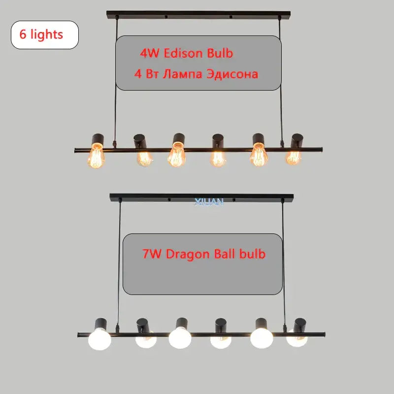 Industrial black kitchen island chandelier with edison bulbs