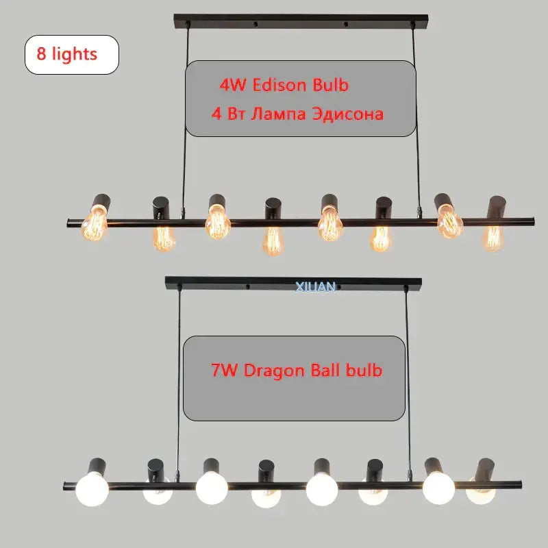 Industrial black kitchen island chandelier with edison bulbs