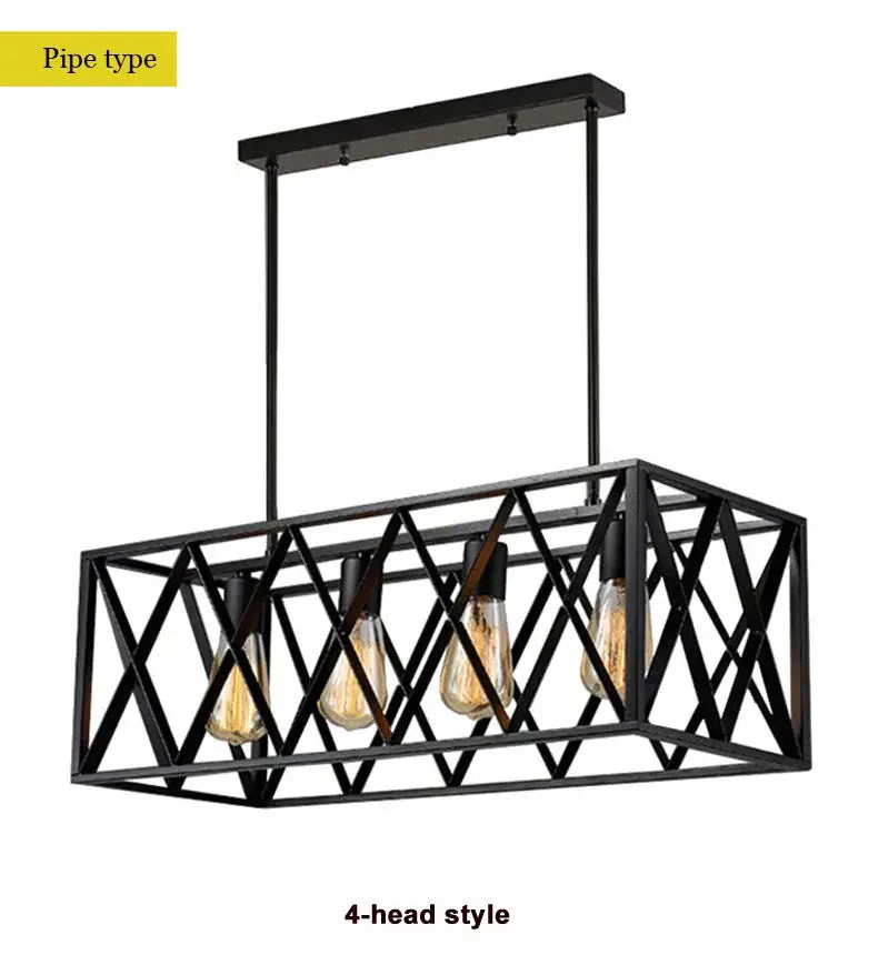 Industrial black lattice chandelier – dining room pendant light