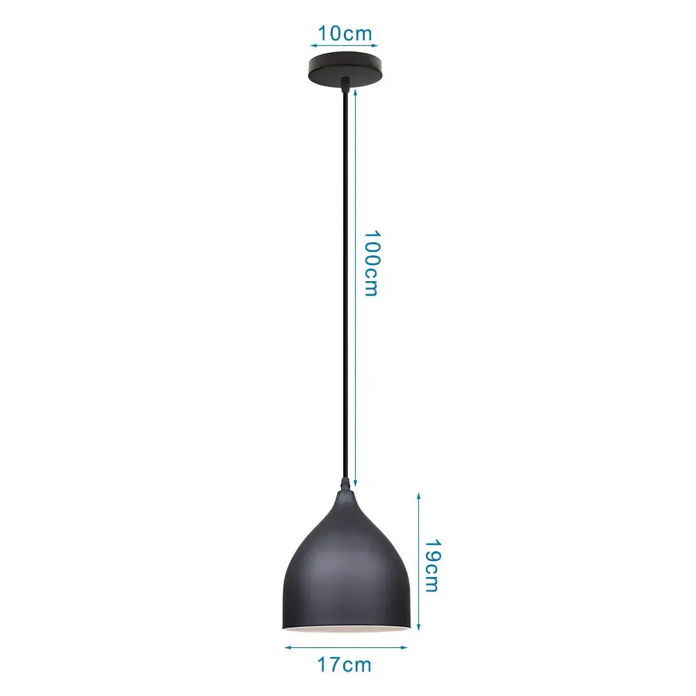 Industrial black matte aluminum pendant light kitchen wood accents