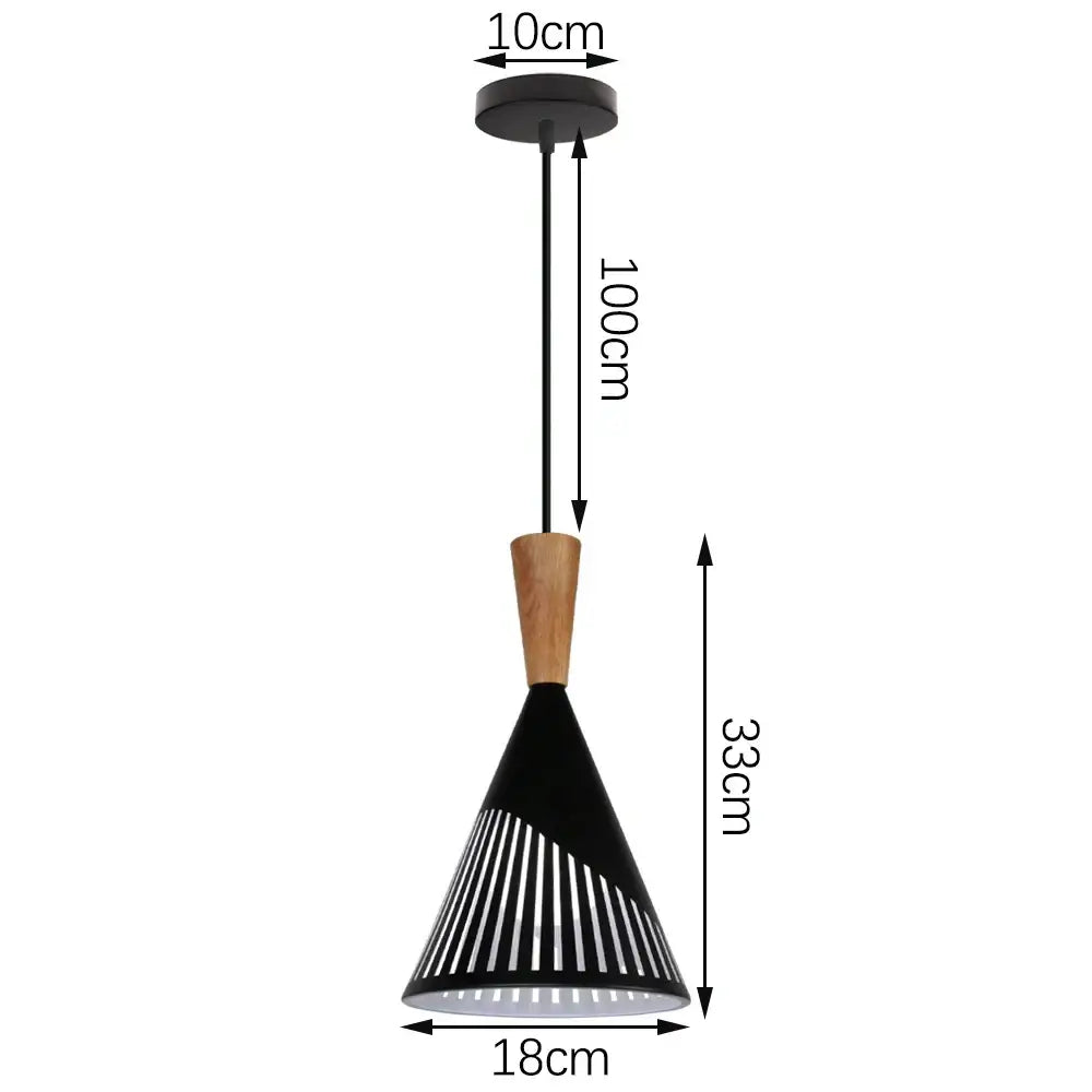 Industrial black matte aluminum pendant light kitchen wood accents