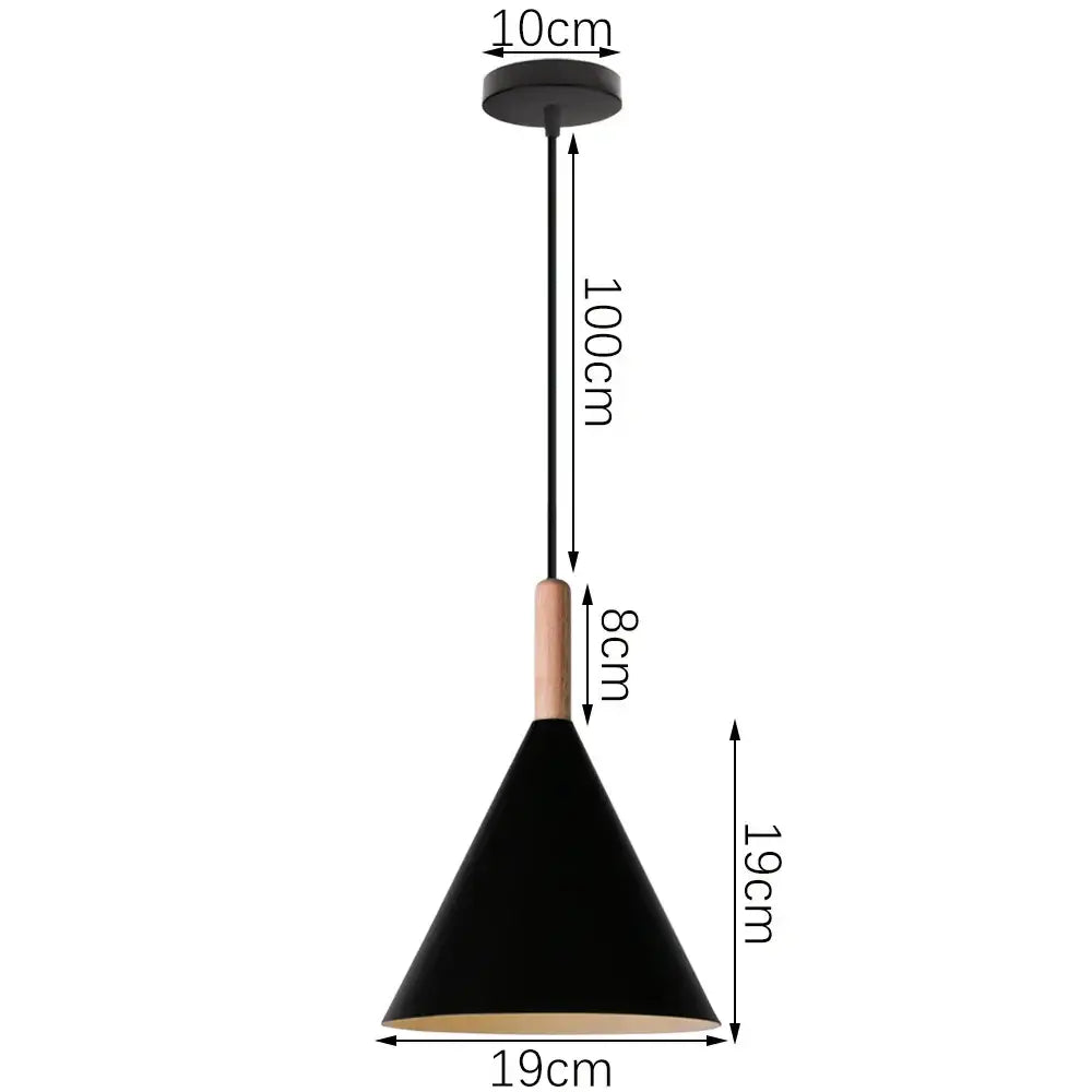 Industrial black matte aluminum pendant light kitchen wood accents