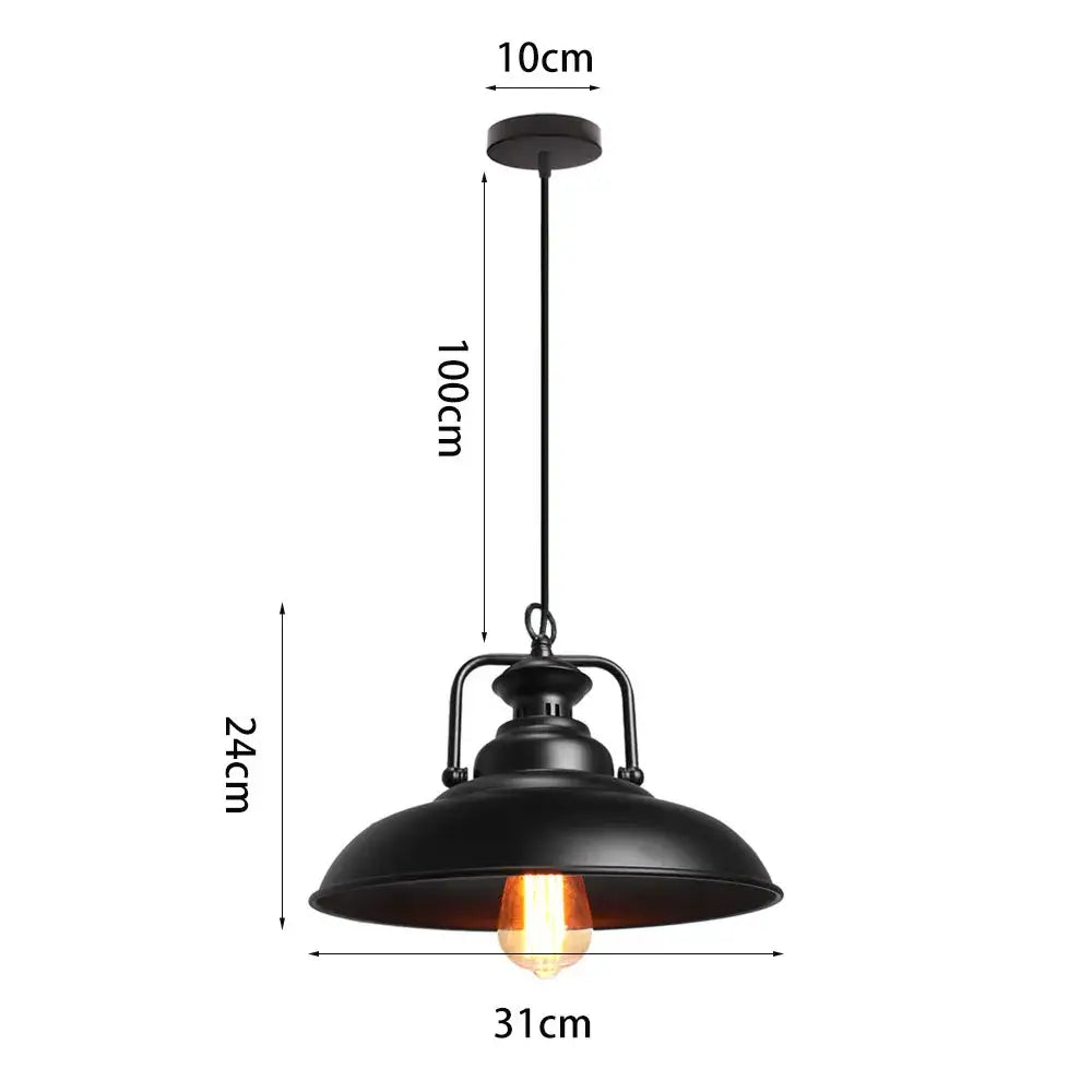 Industrial black matte aluminum pendant light kitchen wood accents