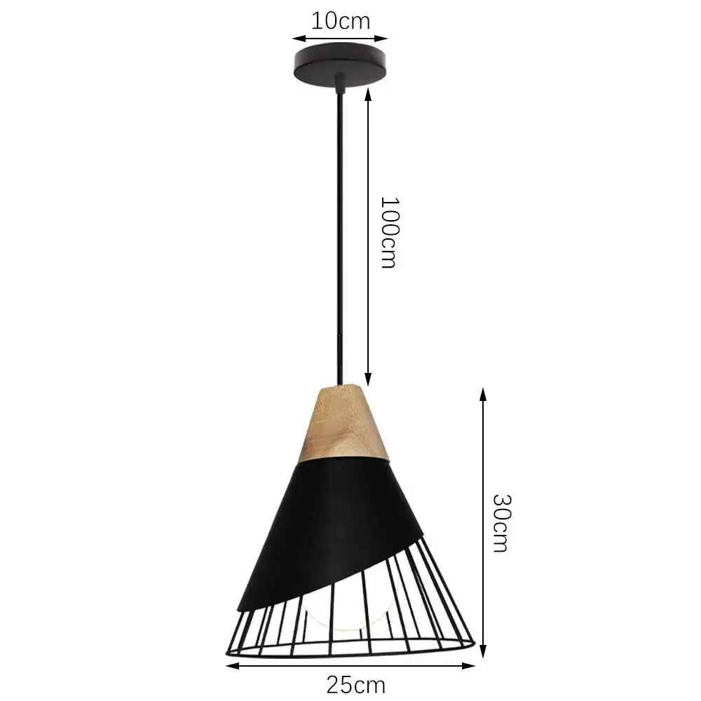Industrial black matte aluminum pendant light kitchen wood accents