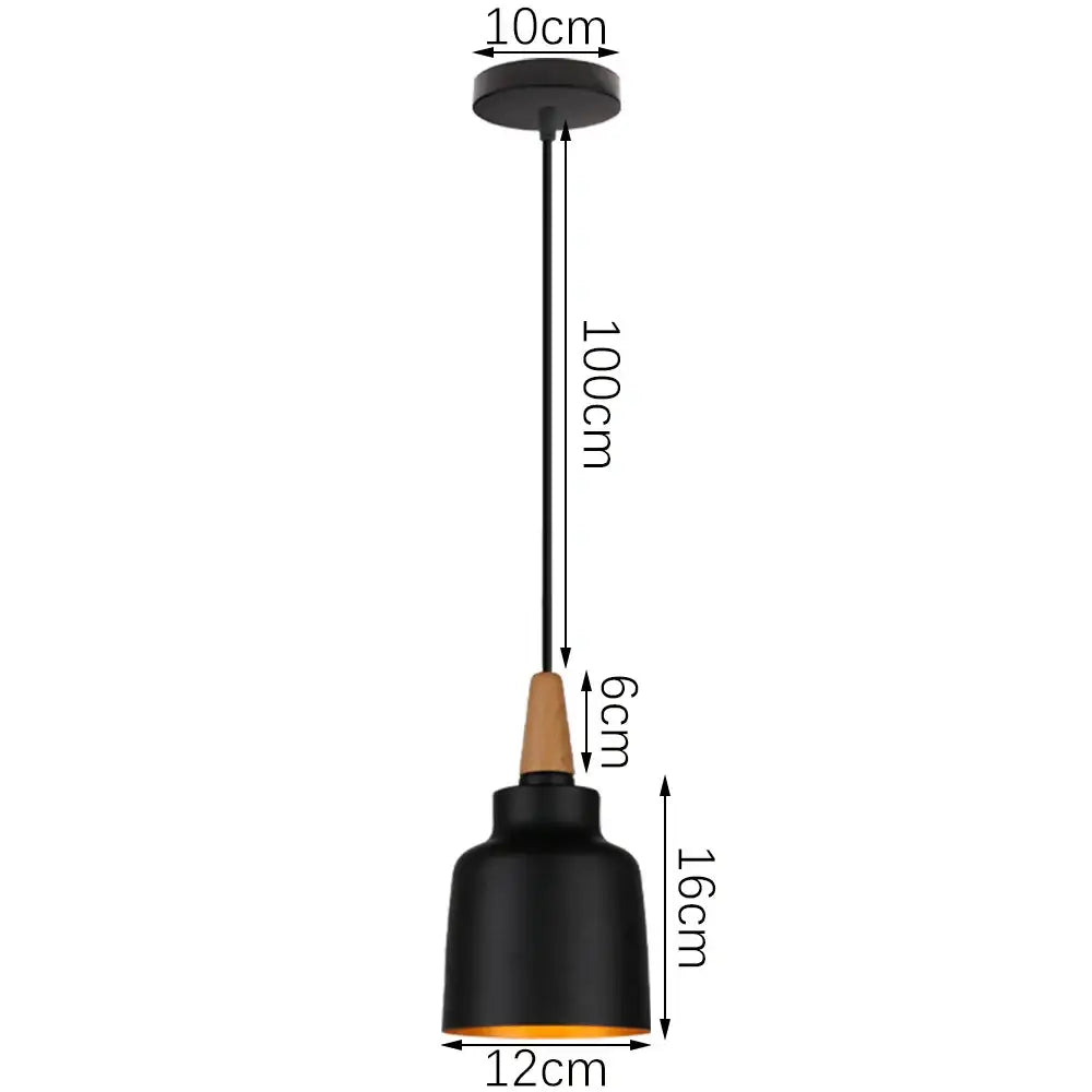 Industrial black matte aluminum pendant light kitchen wood accents